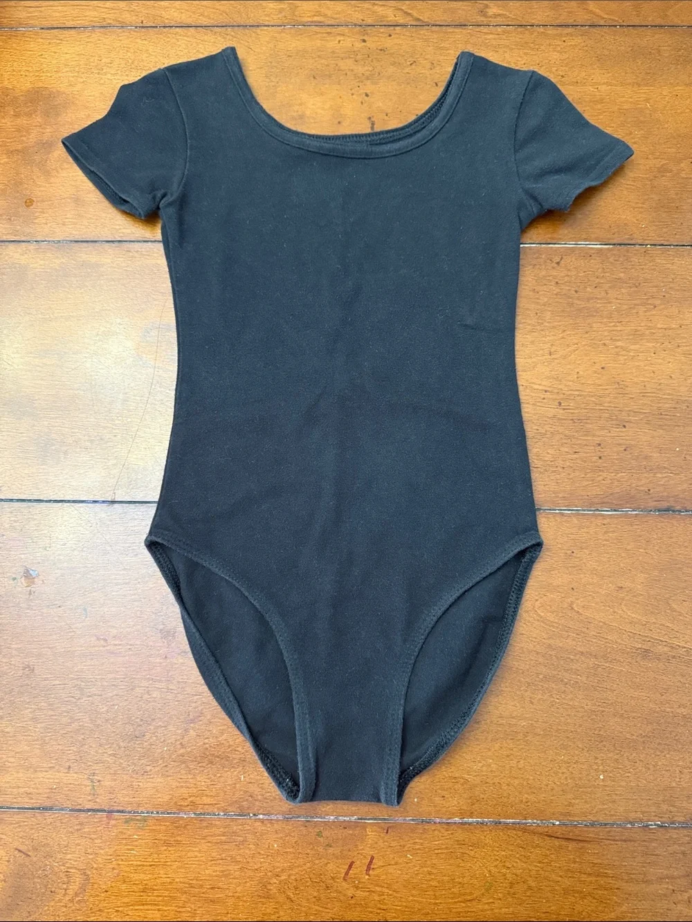 Danskin Now Black Short-Sleeve Kids Dance Leotard